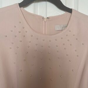LOFT Pink Dress with Pearl Embellishments
